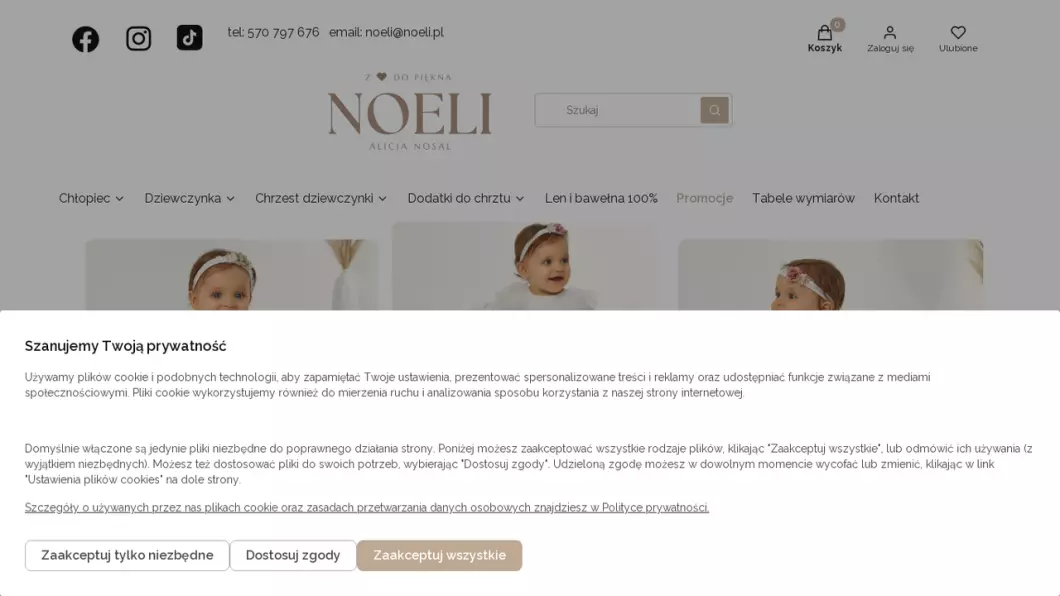 Sklep z ubrankami do chrztu Noeli - podgląd